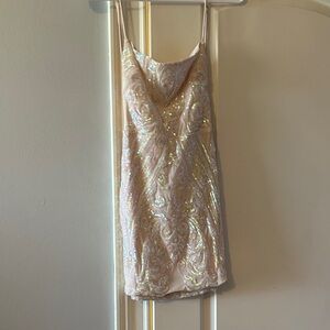 Baby pink sequin design dress